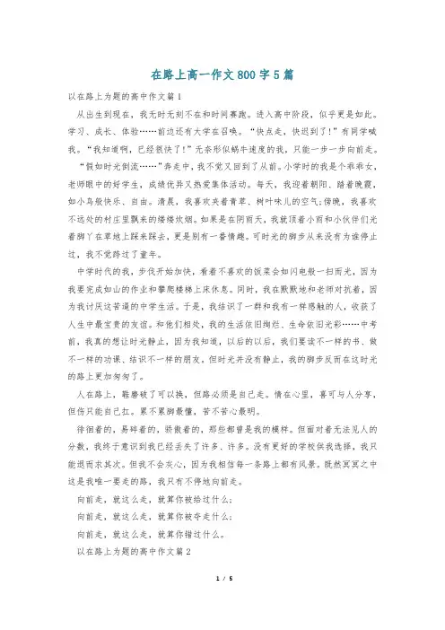 在路上高一作文800字5篇
