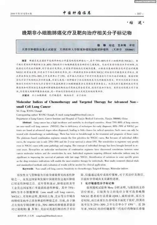 晚期非小细胞肺癌化疗及靶向治疗相关分子标记物
