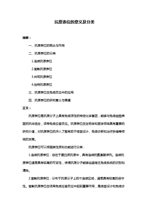 抗原表位的意义及分类