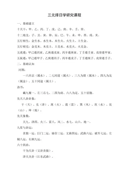 三元择日课讲义
