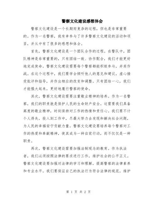 警察文化建设感想体会