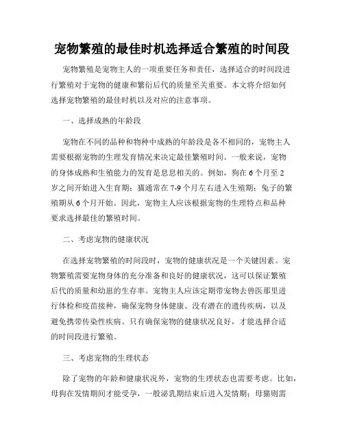 宠物繁殖的最佳时机选择适合繁殖的时间段