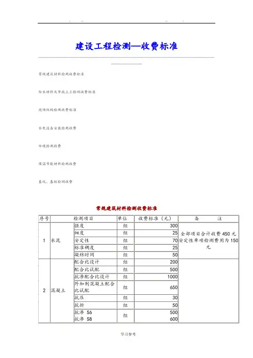 建设工程检测收费标准[详]