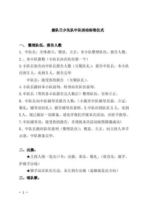 少先队中队活动标准仪式
