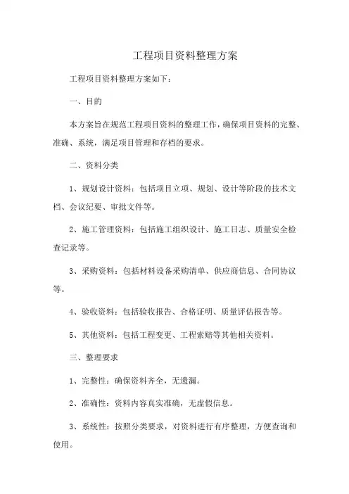 工程项目资料整理方案