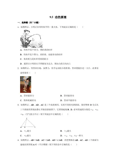 鲁科五四制版物理八年级下册 功的原理课时检测