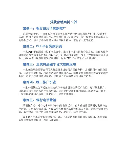贷款营销案例5例