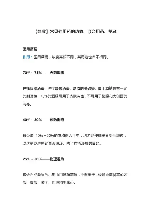【急救】常见外用药的功效、联合用药、禁忌