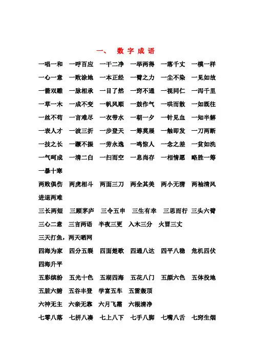 最全的成语分类汇总