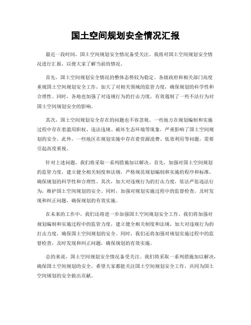 国土空间规划安全情况汇报