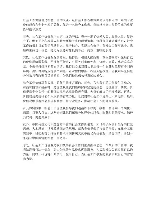 对社会工作价值观的感想