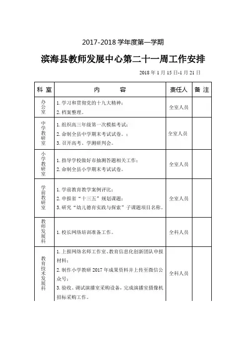 2017-2018学年度第一学期