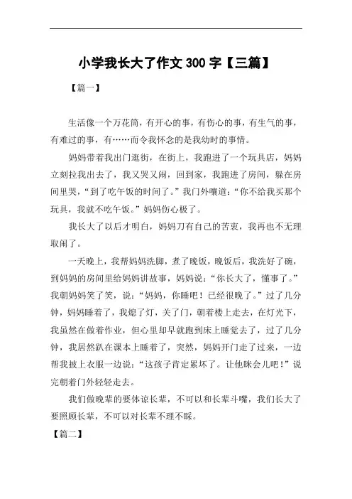 小学我长大了作文300字【三篇】