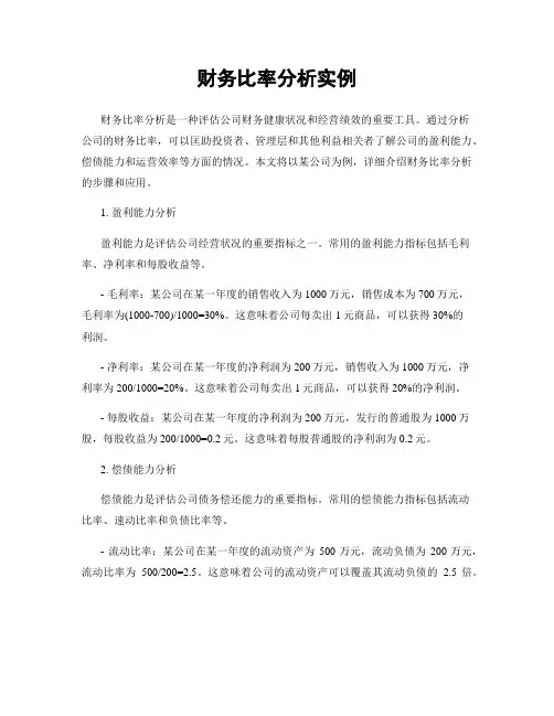 财务比率分析实例