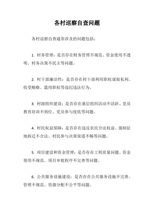 各村巡察自查问题