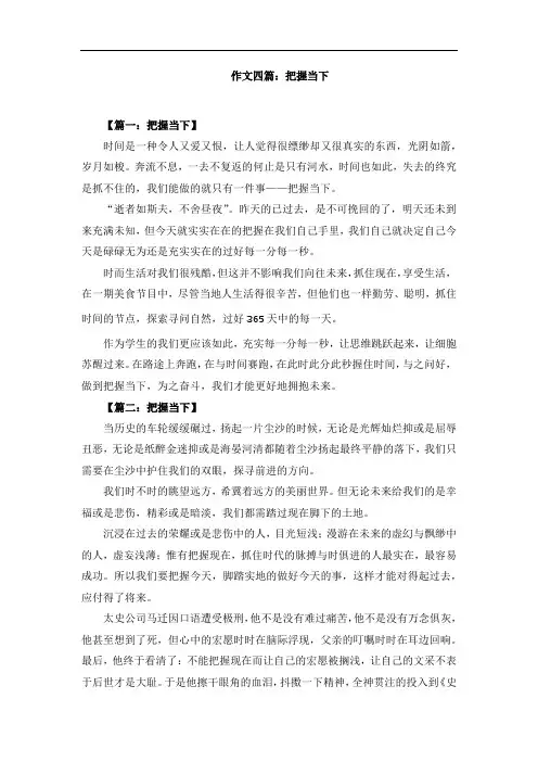 作文四篇：把握当下