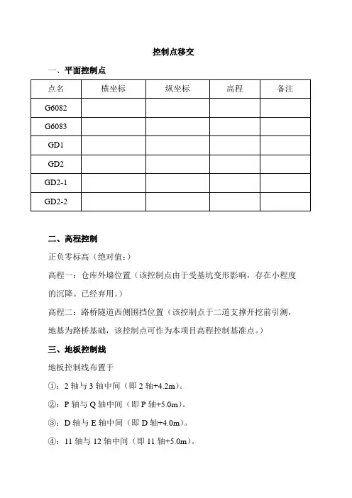 控制点移交
