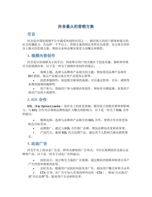 抖音最火的营销方案