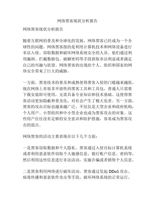 网络黑客现状分析报告