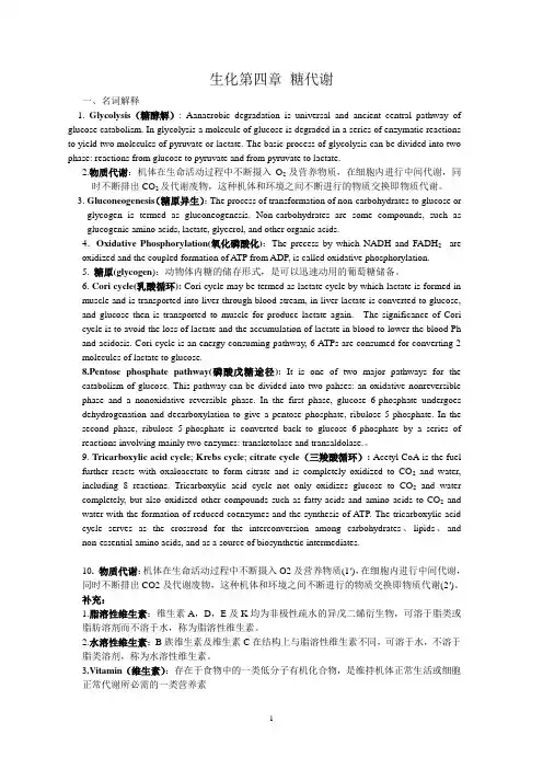 生化第四章-糖代谢
