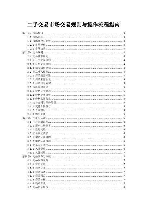 二手交易市场交易规则与操作流程指南