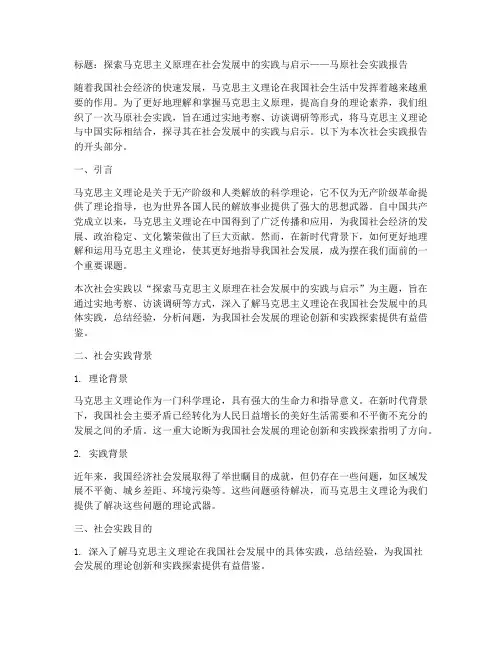 马原社会实践报告开头
