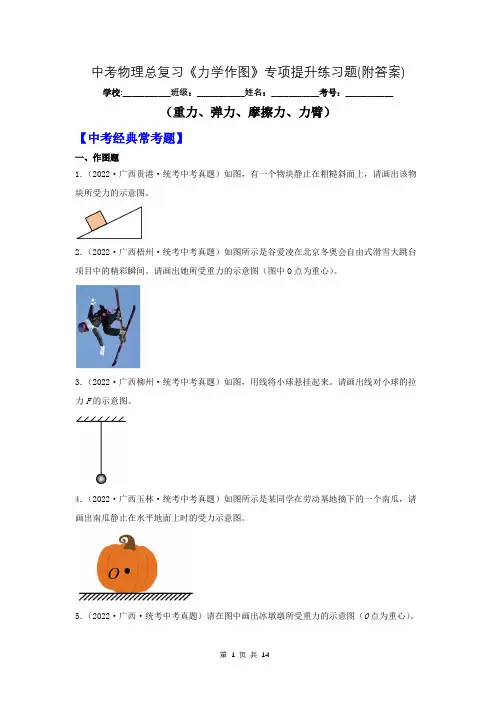 中考物理总复习《力学作图》专项提升练习题(附答案)