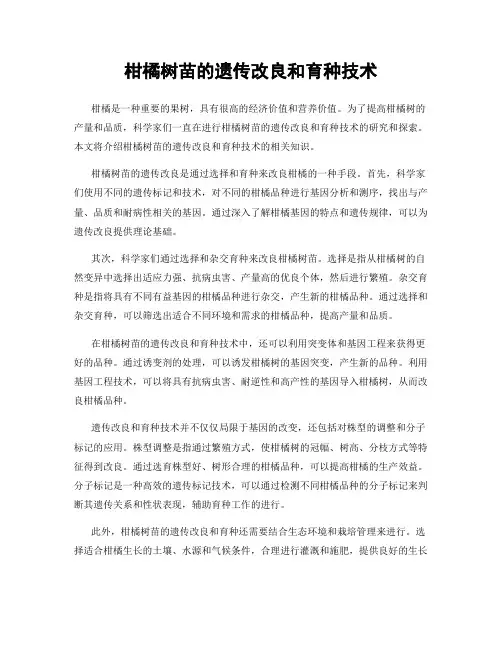 柑橘树苗的遗传改良和育种技术