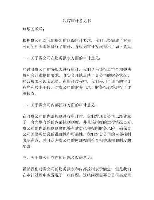 跟踪审计意见书