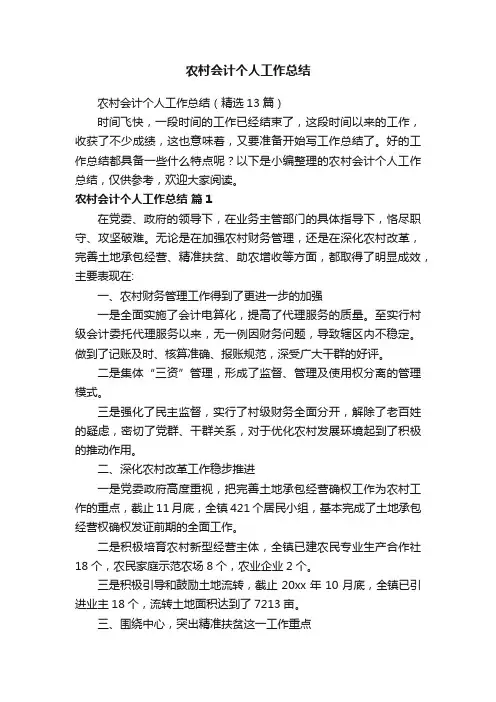 农村会计个人工作总结（精选13篇）