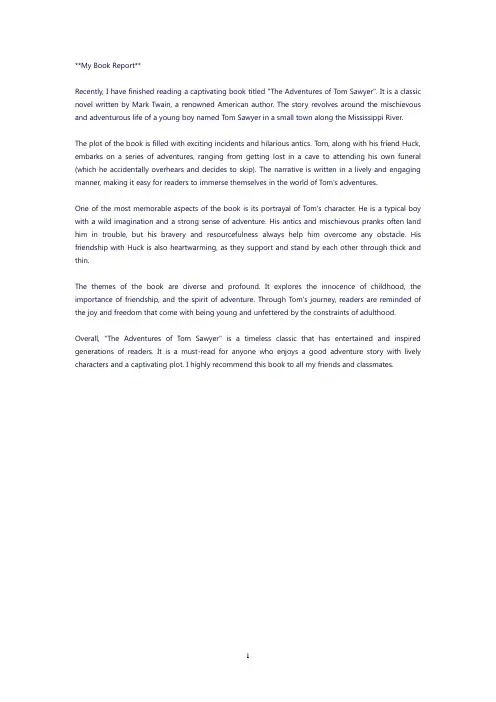 mybookreport英语作文