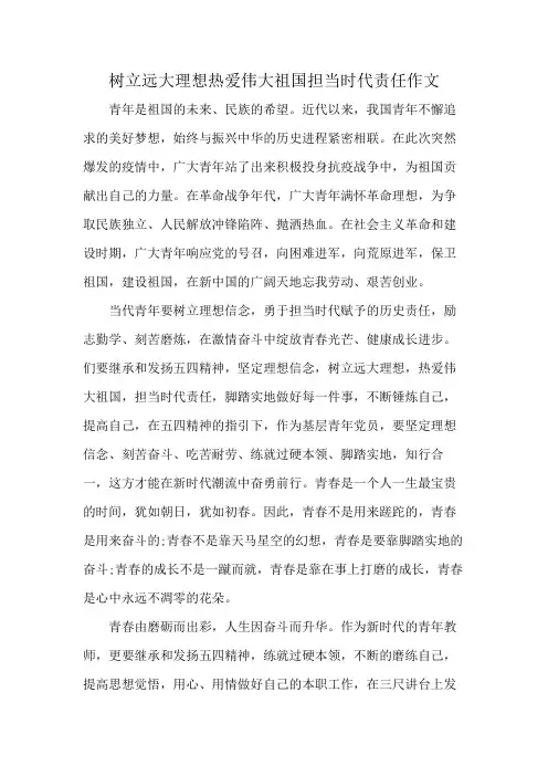 树立远大理想热爱伟大祖国担当时代责任作文