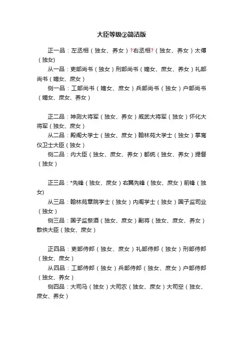 大臣等级②简洁版