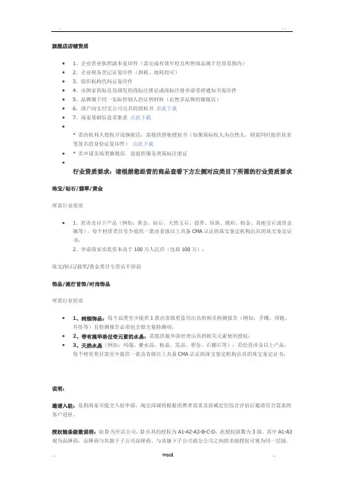 淘宝商城入驻要求