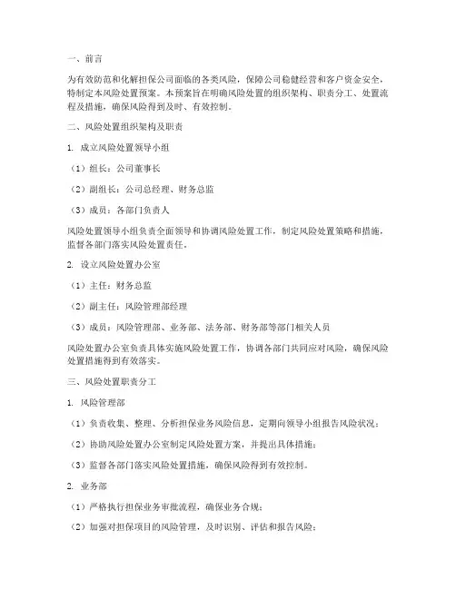担保公司风险处置预案范文