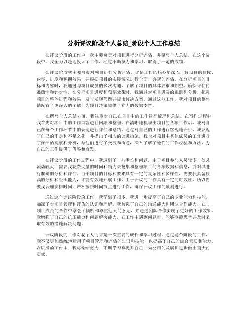 分析评议阶段个人总结_阶段个人工作总结