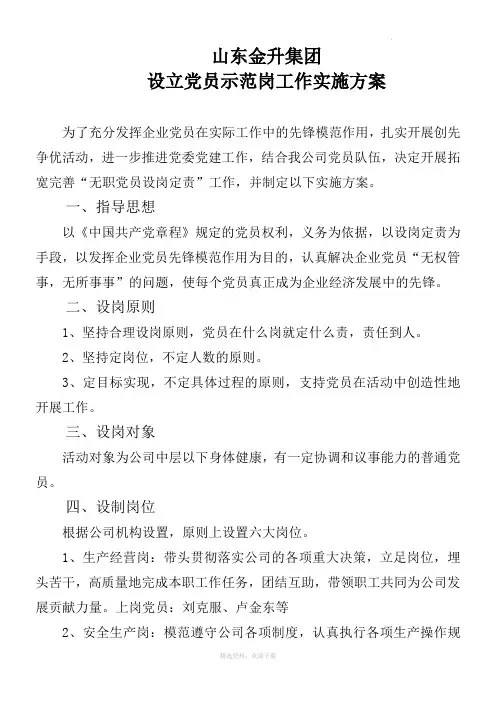 党员设岗定责实施方案