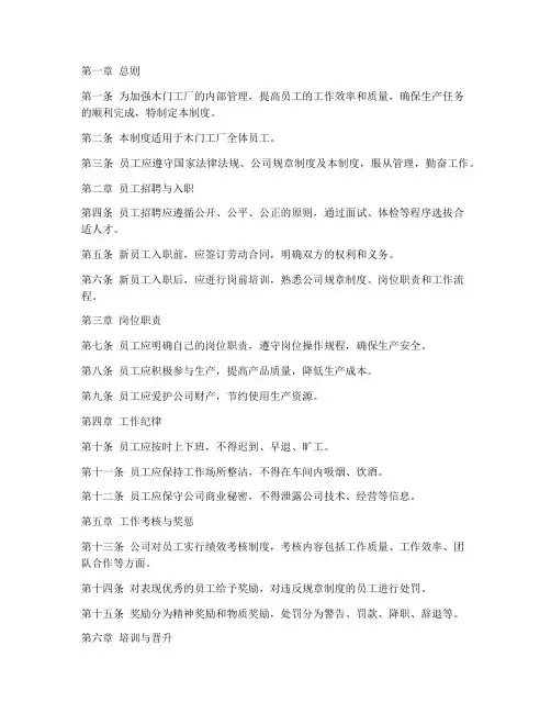 木门工厂员工管理制度模板