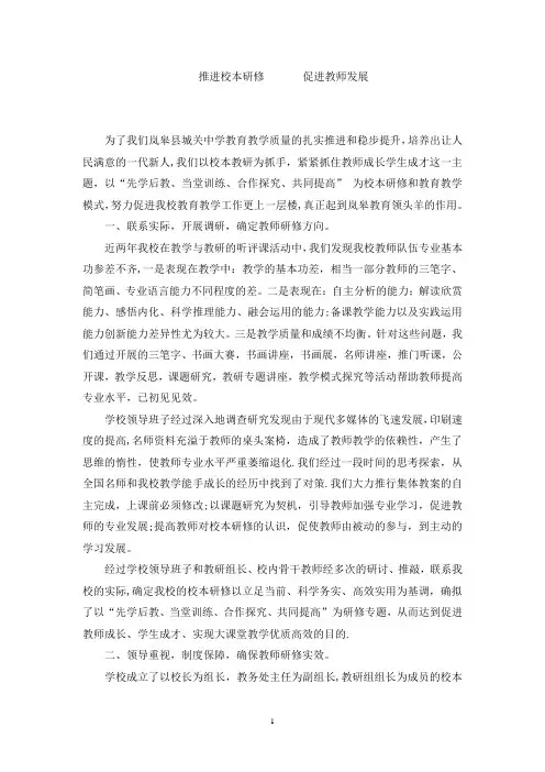 校本研修先进集体经验材料