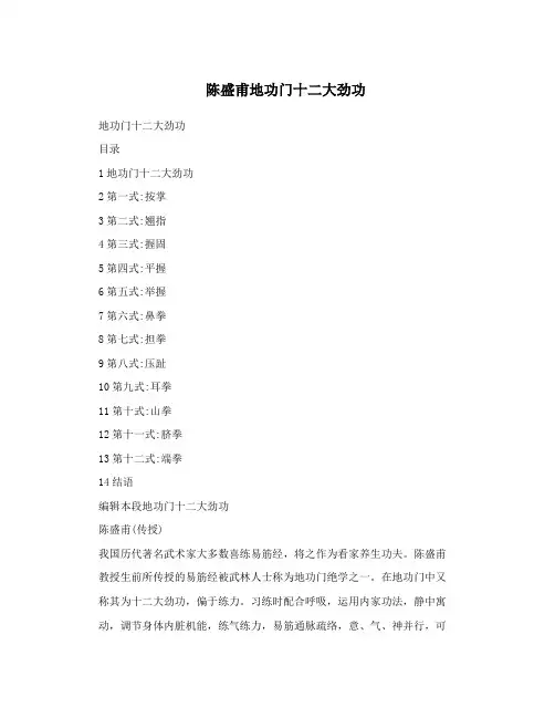 陈盛甫地功门十二大劲功
