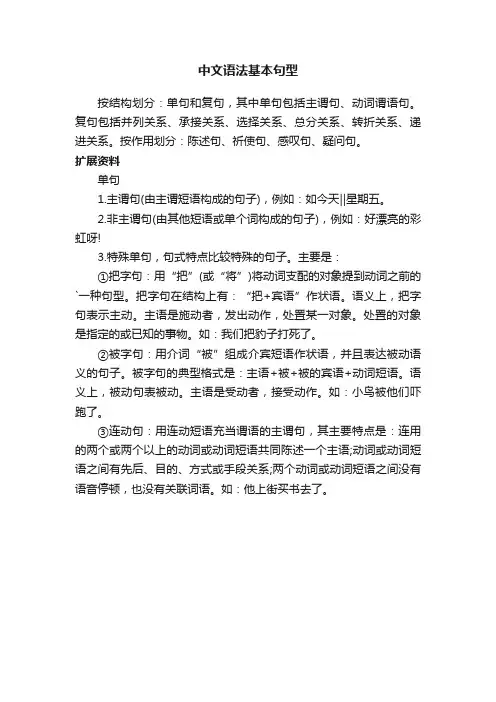 中文语法基本句型