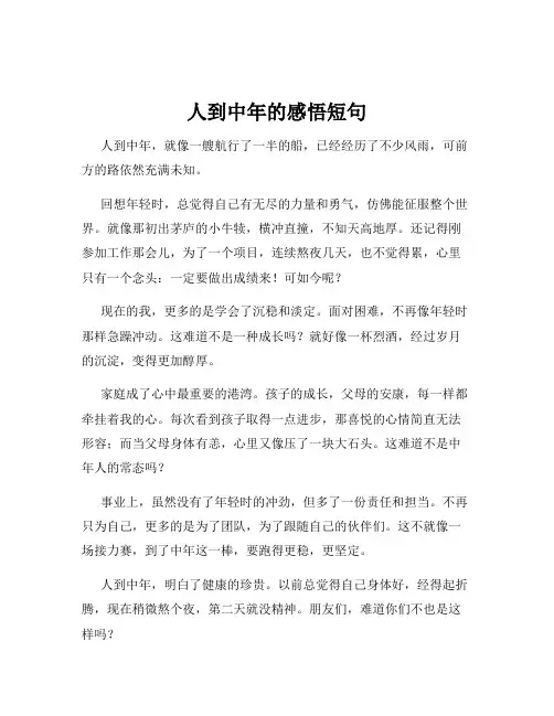 人到中年的感悟短句