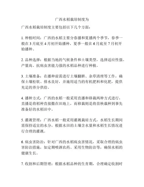 广西水稻栽培制度为