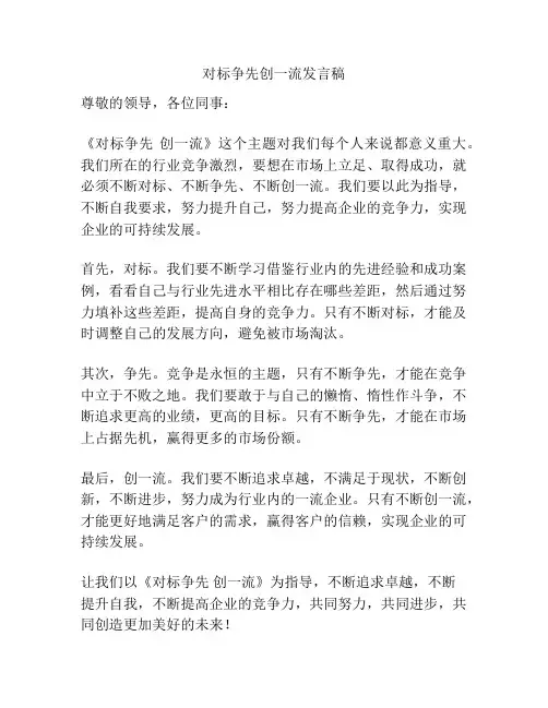 对标争先创一流发言稿