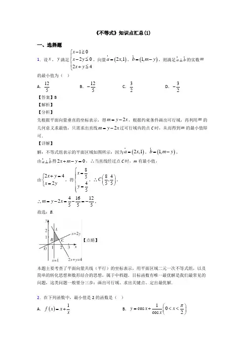 高考数学压轴专题新备战高考《不等式》知识点总复习含解析