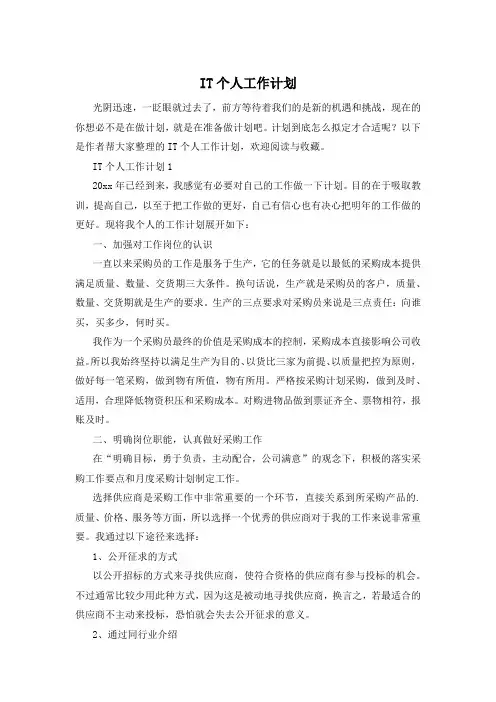 IT个人工作计划