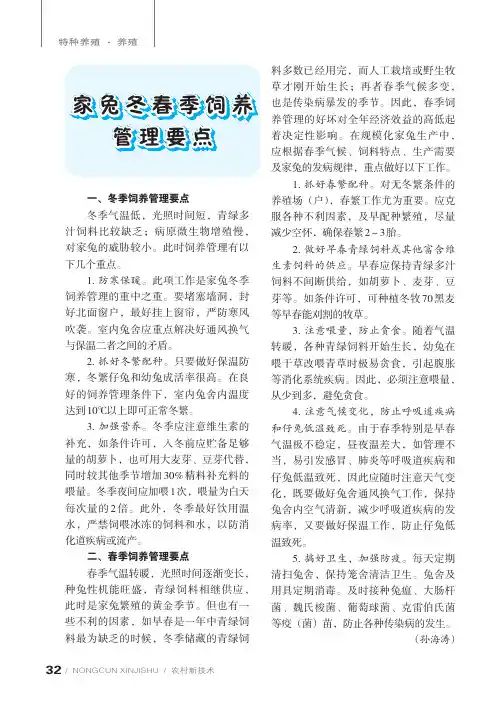 家兔冬春季饲养管理要点