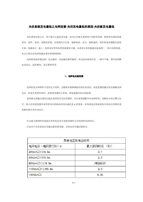 光伏系统发电量低之电网因素-光伏发电量低的原因-光伏板发电量低