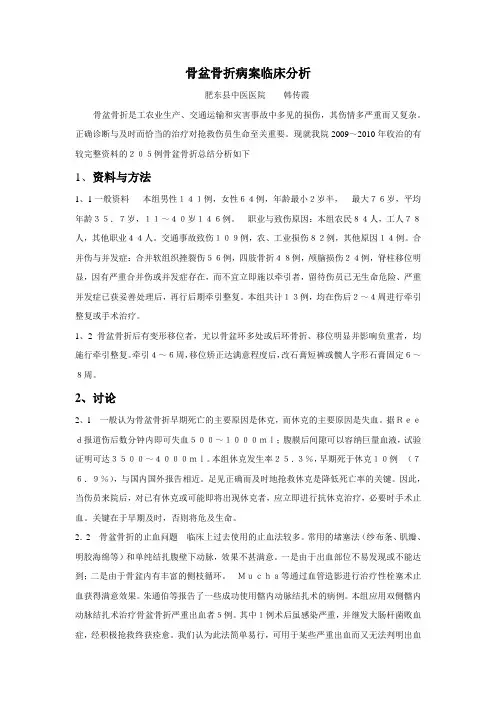 骨盆骨折病案临床分析