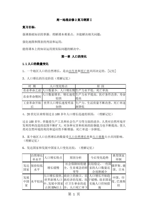 高一地理必修二复习提纲-17页精选文档